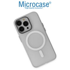 Microcase iPhone 14 Pro için Magsafe Manyetik Darbeye Dayanıklı Buzlu Mat Plastik Kılıf - AL8117 Şeffaf