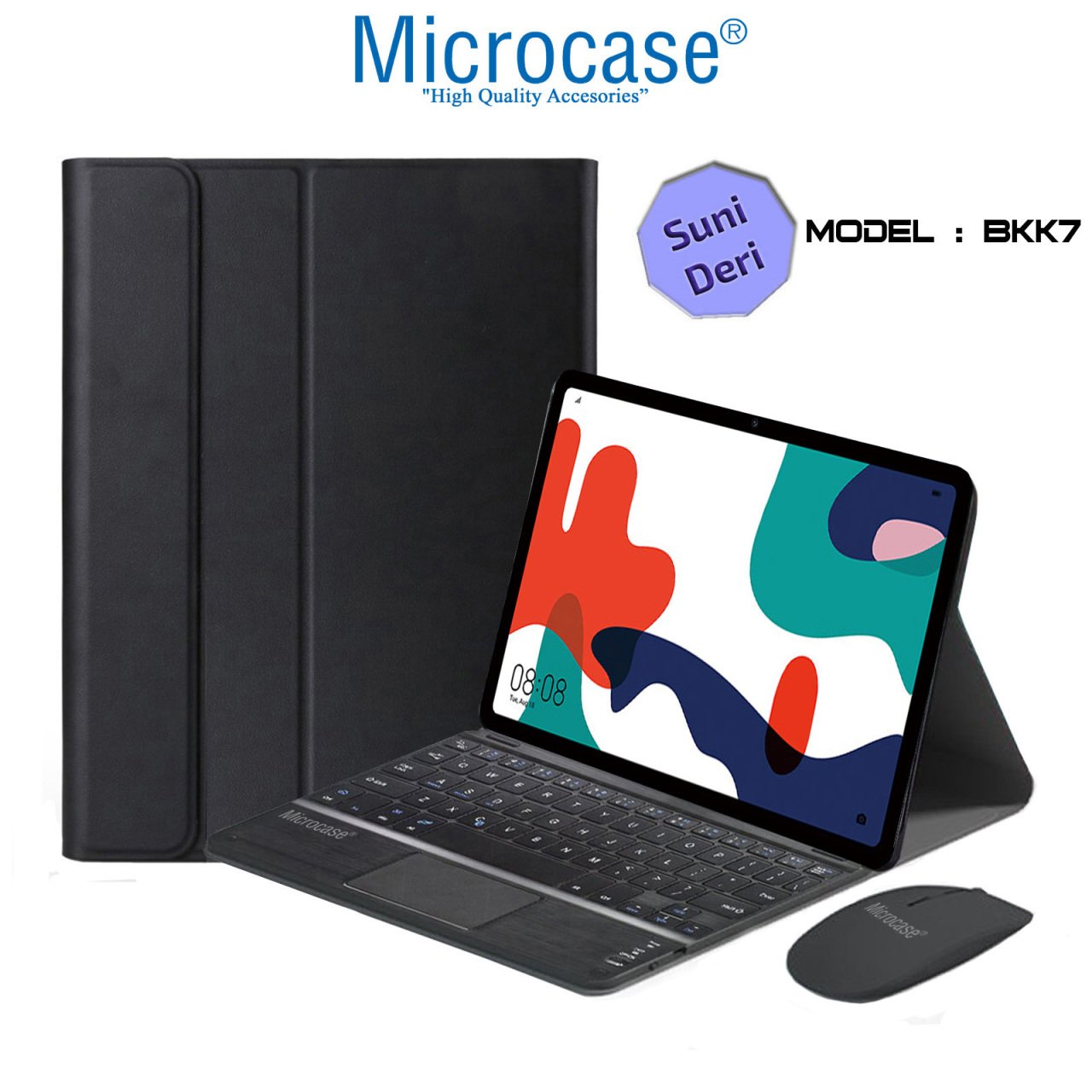 Microcase Huawei Matepad 10.4 inch BAH-W09 Bluetooth Touchpad Klavye + Bluetooth Mouse + Standlı Kılıf - BKK7