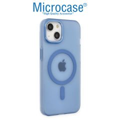 Microcase iPhone 14 için Magsafe Manyetik Darbeye Dayanıklı Buzlu Mat Plastik Kılıf - AL8117 Mavi