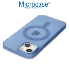 Microcase iPhone 14 için Magsafe Manyetik Darbeye Dayanıklı Buzlu Mat Plastik Kılıf - AL8117 Mavi