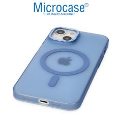Microcase iPhone 14 için Magsafe Manyetik Darbeye Dayanıklı Buzlu Mat Plastik Kılıf - AL8117 Mavi