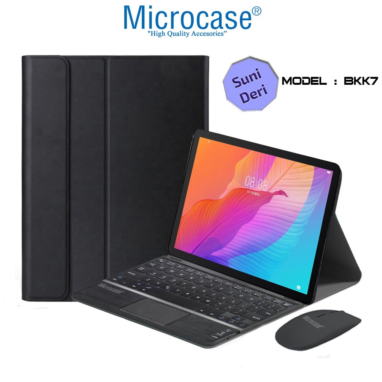 Microcase Huawei Matepad T10S 10.1 inch Bluetooth Touchpad Klavye + Bluetooth Mouse + Standlı Kılıf - BKK7