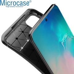 Microcase Samsung Galaxy S20 Plus Maxy Serisi Carbon Fiber Silikon Kılıf - Siyah AL3413