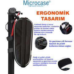 Microcase Taşınabilir Su Geçirmez 3 Bölmeli Geniş İç Hacimli Flaşörlü Scooter Bisiklet Çantası AL4249 Siyah