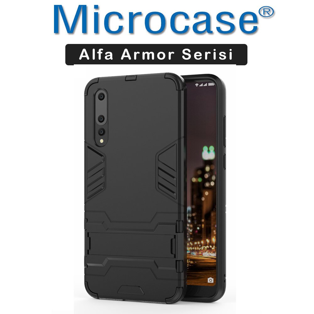 Huawei P20 Pro Alfa Serisi Armor Standlı Perfect Koruma Kılıf+Cam