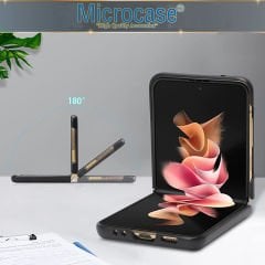 Microcase Samsung Galaxy Z Flip4 için Deri Desenli Plastik Koruma Kılıf - AL3148