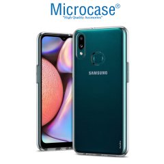 Microcase Samsung Galaxy A10s Ultra İnce 0.2 mm Soft Silikon Kılıf - Şeffaf + Tempered Glass Cam Koruma