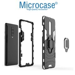 Microcase Oneplus 8 Batman Serisi Yüzük Standlı Armor Kılıf - Siyah