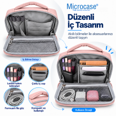 Microcase Çok Bölmeli Fermuarlı Geniş İç Hacimli Kırtasiye ve Çizim Malzemeleri Kalem Organizeri AL7049