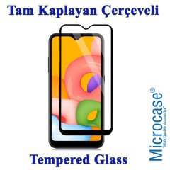 Microcase Samsung Galaxy A01 Tam Kaplayan Çerçeveli Tempered Ekran Koruyucu - Siyah