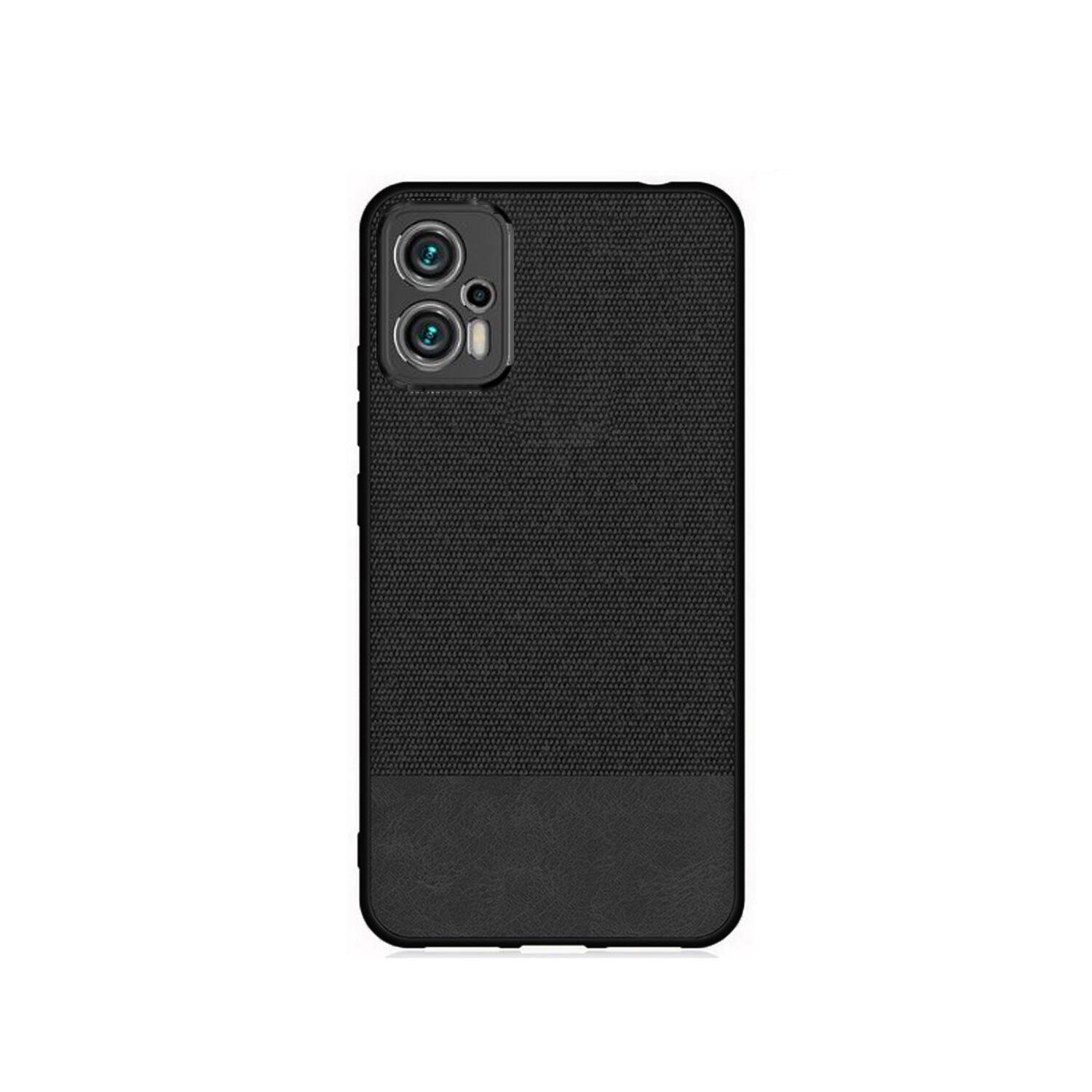 Microcase Xiaomi Redmi Note 11T Pro Plus Fabrik Kumaş ve Deri Desen Kılıf - Siyah