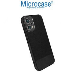 Microcase Xiaomi Redmi Note 11T Pro Plus Fabrik Kumaş ve Deri Desen Kılıf - Siyah