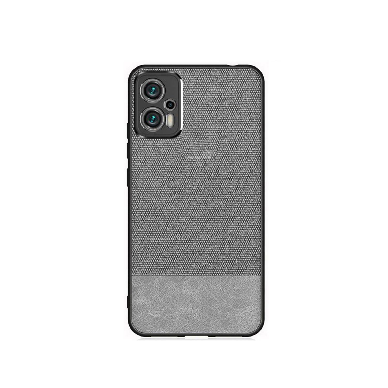 Microcase Xiaomi Redmi Note 11T Pro Plus Fabrik Kumaş ve Deri Desen Kılıf - Gri