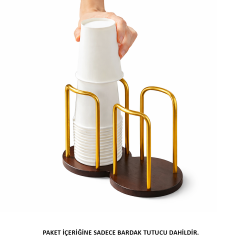 Microcase Ahşap Görünümlü Bardak Tutucu Düzenleyici Çift Bölmeli AL5436