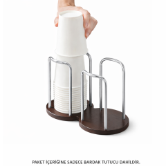 Microcase Ahşap Görünümlü Bardak Tutucu Düzenleyici Çift Bölmeli AL5436