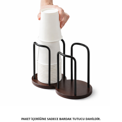 Microcase Ahşap Görünümlü Bardak Tutucu Düzenleyici Çift Bölmeli AL5436