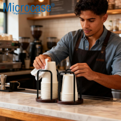 Microcase Ahşap Görünümlü Bardak Tutucu Düzenleyici Çift Bölmeli AL5436