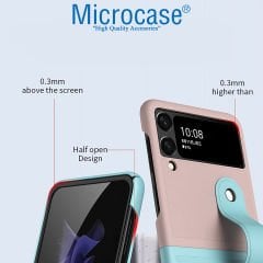 Microcase Samsung Galaxy Z Flip4 Parmak Tutuculu Deri Desen Plastik Kılıf - AL3151