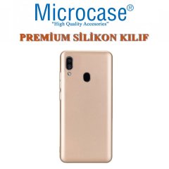 Microcase Samsung Galaxy A20e Premium Matte Silikon Kılıf + Tempered Glass Cam Koruma Gold
