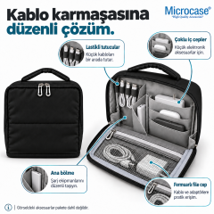 Microcase Çok Bölmeli Fermuarlı Geniş İç Hacimli Elektronik Aksesuar ve Kablo Organizeri AL7049