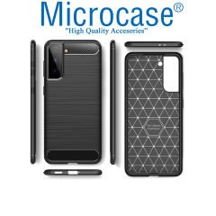 Microcase Samsung Galaxy S21 Plus Brushed Carbon Fiber Silikon Kılıf - Siyah
