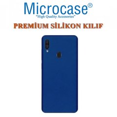 Microcase Samsung Galaxy A20e Premium Matte Silikon Kılıf + Tempered Glass Cam Koruma Lacivert