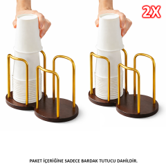 Microcase Ahşap Görünümlü Bardak Tutucu Düzenleyici Çift Bölmeli 2 Adet AL5436