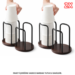 Microcase Ahşap Görünümlü Bardak Tutucu Düzenleyici Çift Bölmeli 2 Adet AL5436