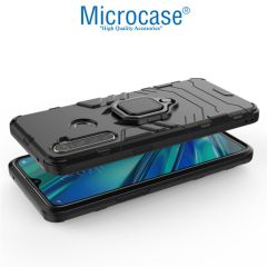 Microcase Realme 5 - 5i - 6i Batman Serisi Yüzük Standlı Armor Kılıf - Siyah