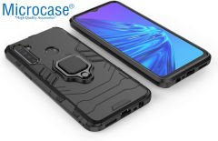 Microcase Realme 5 - 5i - 6i Batman Serisi Yüzük Standlı Armor Kılıf - Siyah