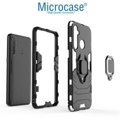 Microcase Realme 5 - 5i - 6i Batman Serisi Yüzük Standlı Armor Kılıf - Siyah