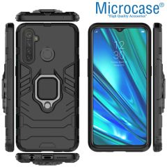 Microcase Realme 5 - 5i - 6i Batman Serisi Yüzük Standlı Armor Kılıf - Siyah