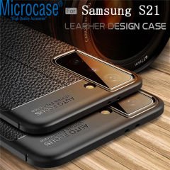 Microcase Samsung Galaxy S21 Plus Leather Tpu Silikon Kılıf - Siyah