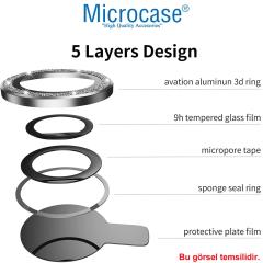 Microcase iPhone 13 Elmas Taş Lens Koruma Halkası - Siyah AL2775