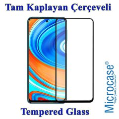 Microcase Xiaomi Redmi Note 9S - Redmi Note 9 Pro - Redmi Note 9 Pro Max Tam Kaplayan Çerçeveli Tempered Ekran Koruyucu - Siyah