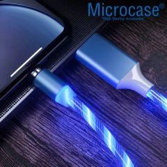 Microcase 3in1 Lightning Type C Micro USB Işıklı Manyetik Şarj Kablosu 100 cm - AL2618