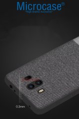 Microcase Huawei Mate 10 Fabrik Serisi Kumaş ve Deri Desen Kılıf - Gri