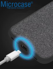 Microcase Huawei Mate 10 Fabrik Serisi Kumaş ve Deri Desen Kılıf - Gri