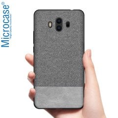Microcase Huawei Mate 10 Fabrik Serisi Kumaş ve Deri Desen Kılıf - Gri