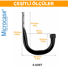 Microcase Duvar Tipi Çok Amaçlı 6in1 Metal Askılık Kanca Seti Siyah AL5438
