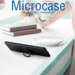 Microcase Samsung Galaxy S21 Focus Serisi Yüzük Standlı Silikon Kılıf - Siyah