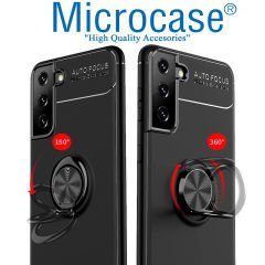 Microcase Samsung Galaxy S21 Plus Focus Serisi Yüzük Standlı Silikon Kılıf - Siyah