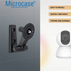 Microcase 3M Yapışkan veya Vida Monteli 1/4 Vida Girişli 180 Derece Döner Başlıklı Web kamera Bebek Kamerası Tutucu Stand Siyah - AL5014