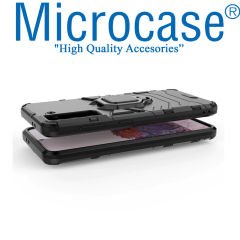 Microcase Samsung Galaxy S21 Batman Serisi Yüzük Standlı Armor Kılıf - Siyah