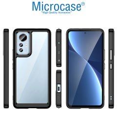Microcase Xiaomi 12 Pro Shield Serisi Darbeye Dayanıklı Köşe Korumalı Yarı Esnek Plastik TPU Kılıf - Siyah
