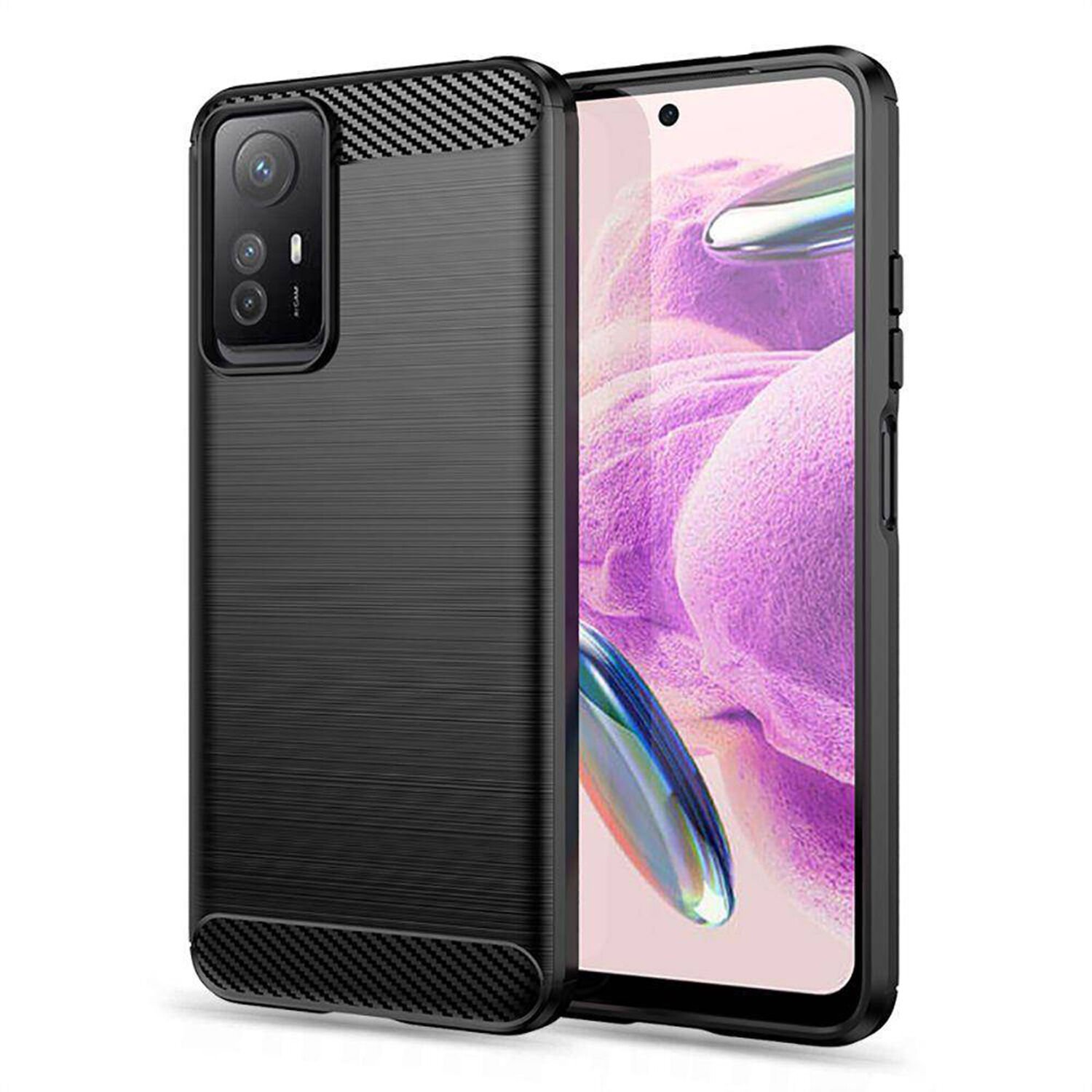 Microcase Xiaomi Redmi Note 12S 4G Brushed Carbon Fiber Silikon Kılıf - Siyah AL3332
