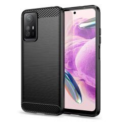 Microcase Xiaomi Redmi Note 12S 4G Brushed Carbon Fiber Silikon Kılıf - Siyah AL3332