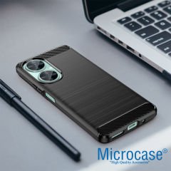 Microcase Huawei Nova 11i Brushed Carbon Fiber Silikon Kılıf - Siyah AL3332