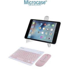 Microcase Xiaomi Redmi Pad Se 11 inch Uyumlu Tablet Çanta+Türkçe Bluetooth Klavye +Mouse+ Standı - Pembe AL4382