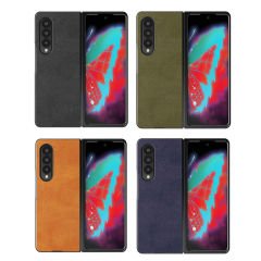 Microcase Samsung Galaxy Z Fold4 için Deri Desenli Plastik Koruma Kılıf - AL3156